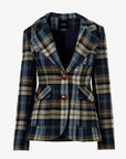 Two Button Patch Pocket Blazer Blue Plaid Jackets - Blazers Smythe 