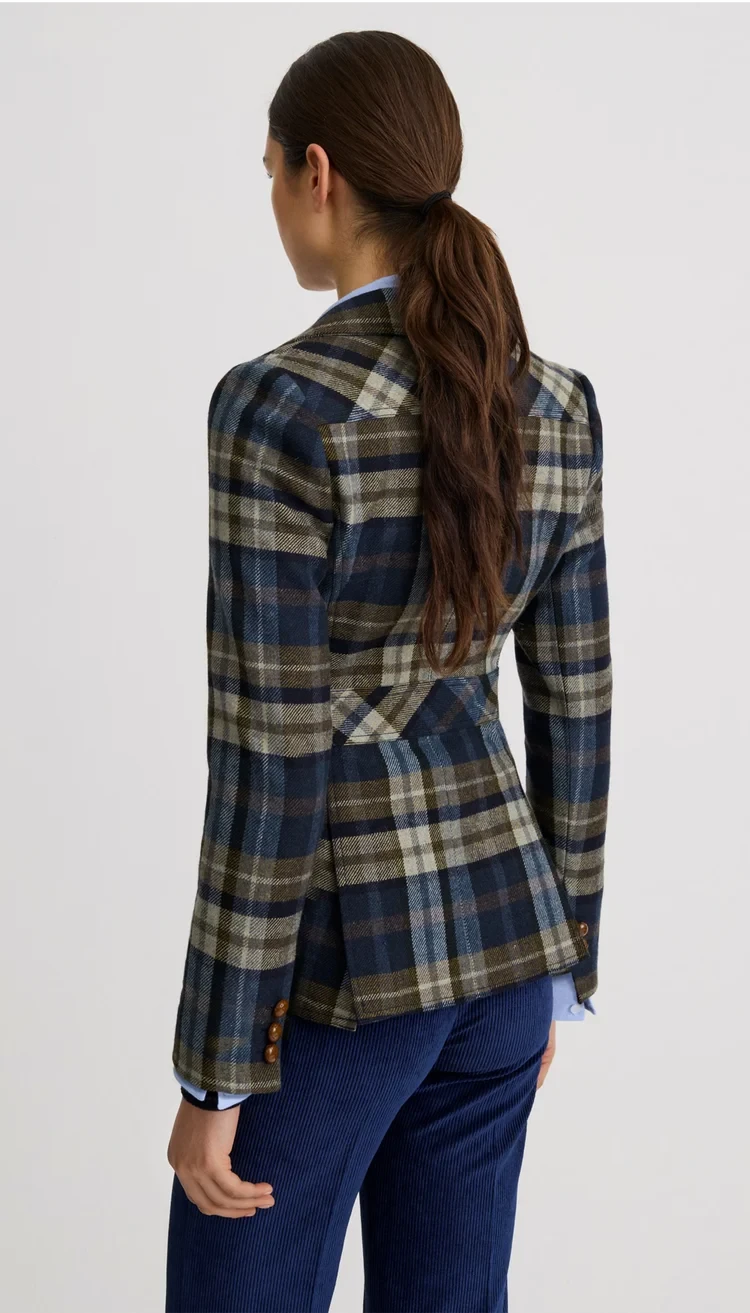 Two Button Patch Pocket Blazer Blue Plaid Jackets - Blazers Smythe 
