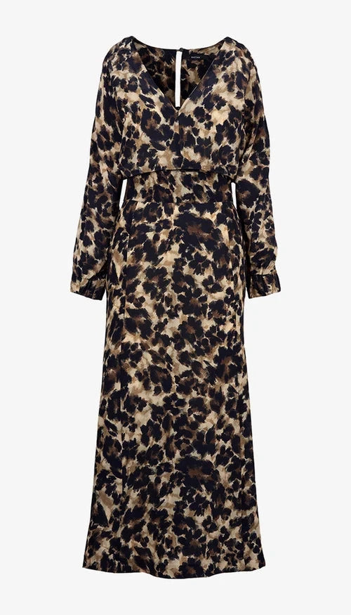 V-Neck Flounce Hem Dress Leopard Dresses - Midi Smythe 