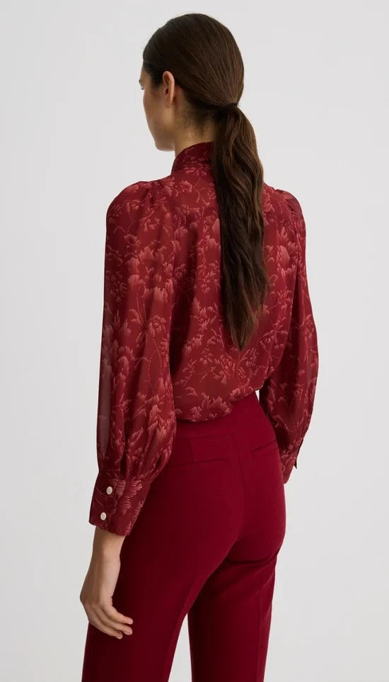 Peter Pan Collar Blouse Garnet Floral Tops - Blouses Smythe 