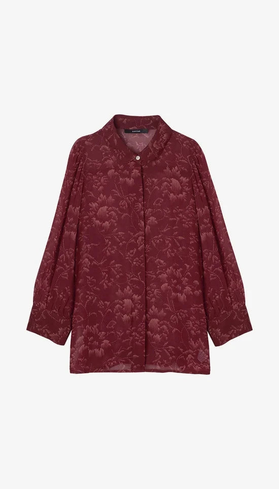 Peter Pan Collar Blouse Garnet Floral Tops - Blouses Smythe 