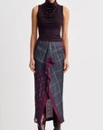 Front Ruffle Skirt Slate Patchwork Skirts - Midi Smythe 
