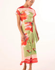 Devorah Dress Scarf Flora Satin Dresses - Midi Misa 