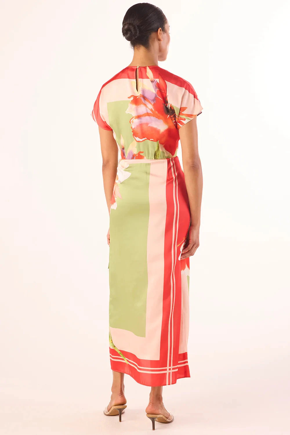 Devorah Dress Scarf Flora Satin Dresses - Midi Misa 