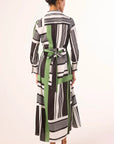 Hermina Dress Striped Geo Green Dresses - Midi Misa 
