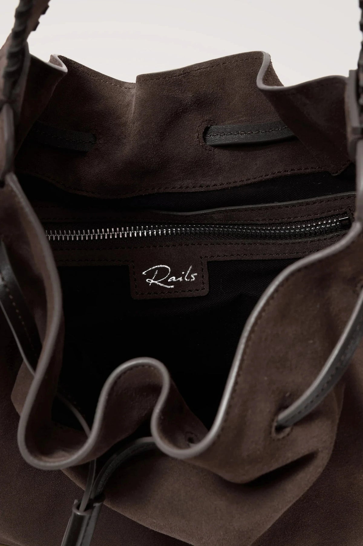Firenze Bucket Bag Dark Brown Suede Hobo &amp; Shoulder Rails 