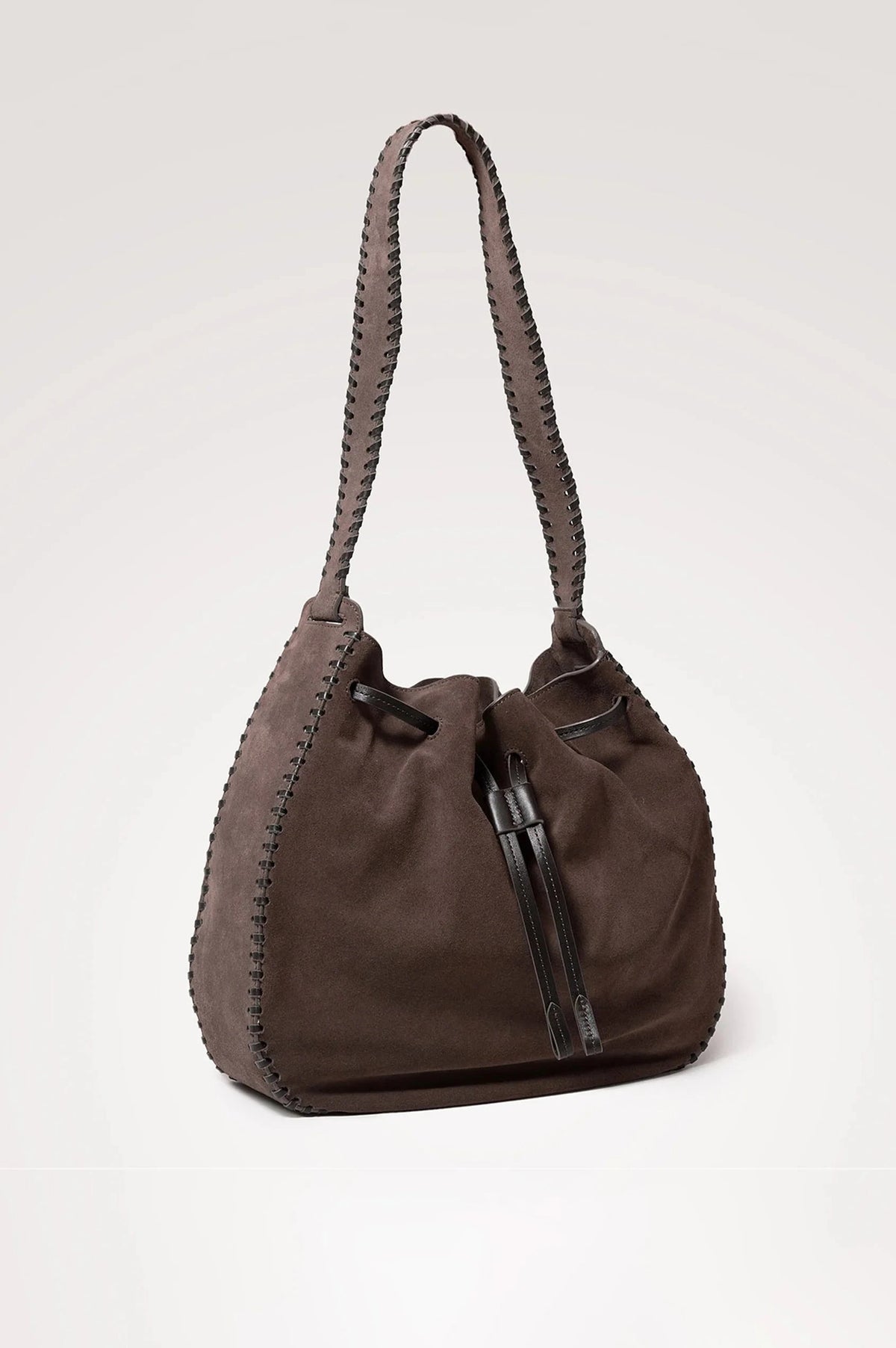 Firenze Bucket Bag Dark Brown Suede Hobo &amp; Shoulder Rails 