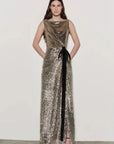 Felicity Gown with Bow Tie Gold Multi Dresses - Maxi Simkhai 
