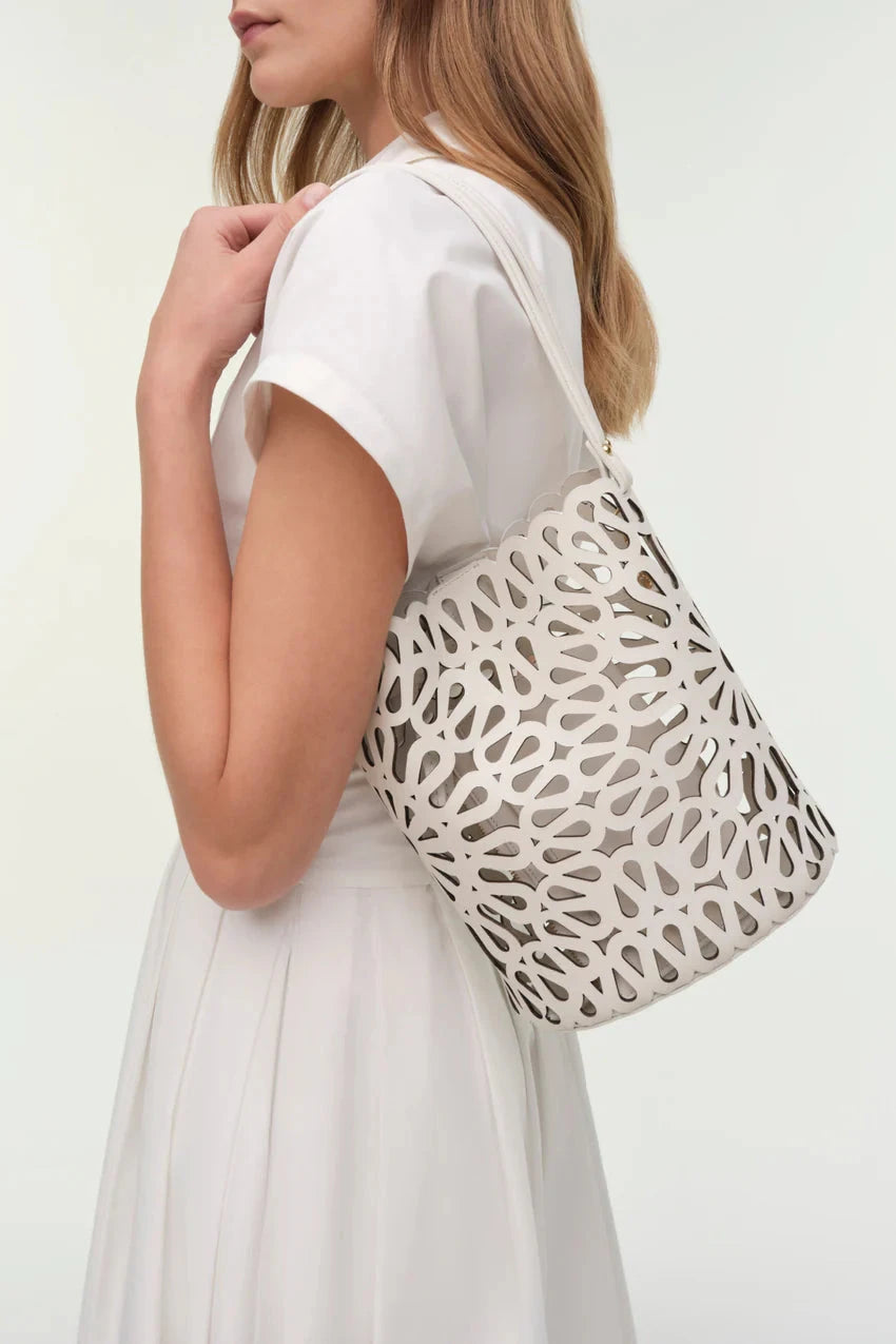 Mccall Laser Cut Leather Bucket Bag Cream Hobo & Shoulder Simkhai 