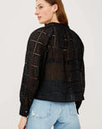 Francine Top Grid Embroidery Black Tops - Blouses Rails 