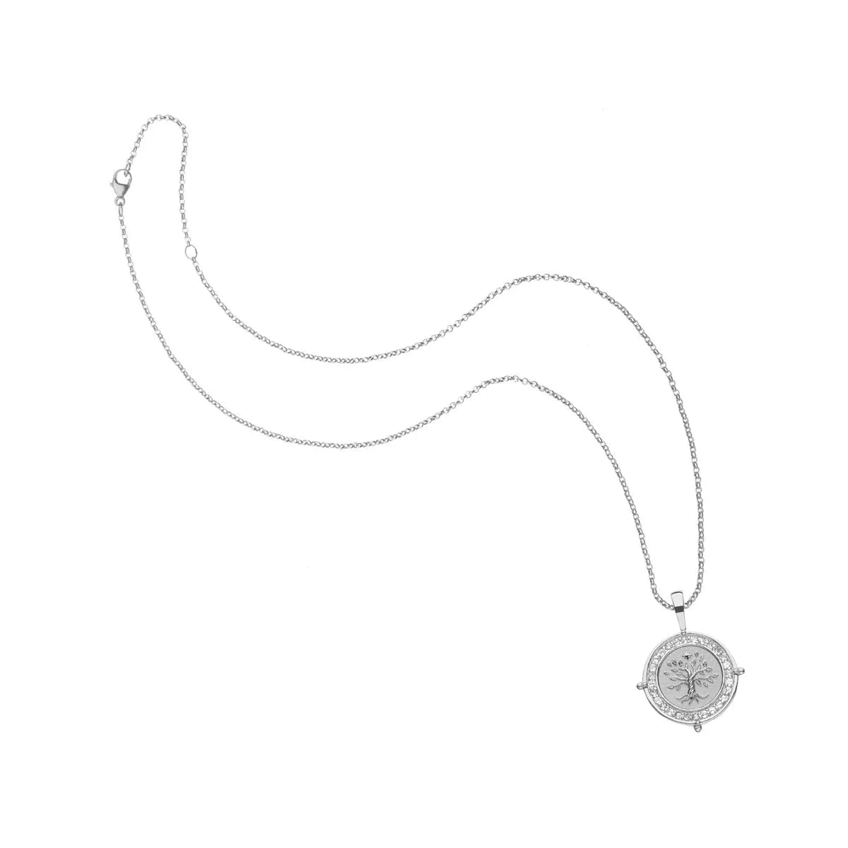 Faith Petite Embellished Coin in Silver 16-18" Classic Rolo Necklaces Jane Win 