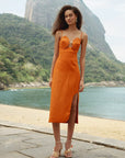 Sleeveless Midi Shell Dress Terra Cotta