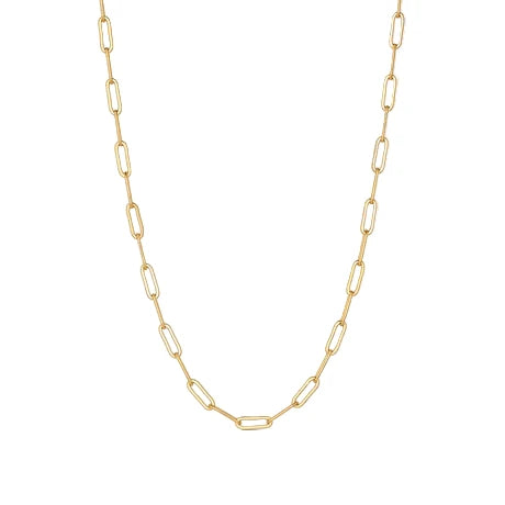 Gold chain necklace on a white background