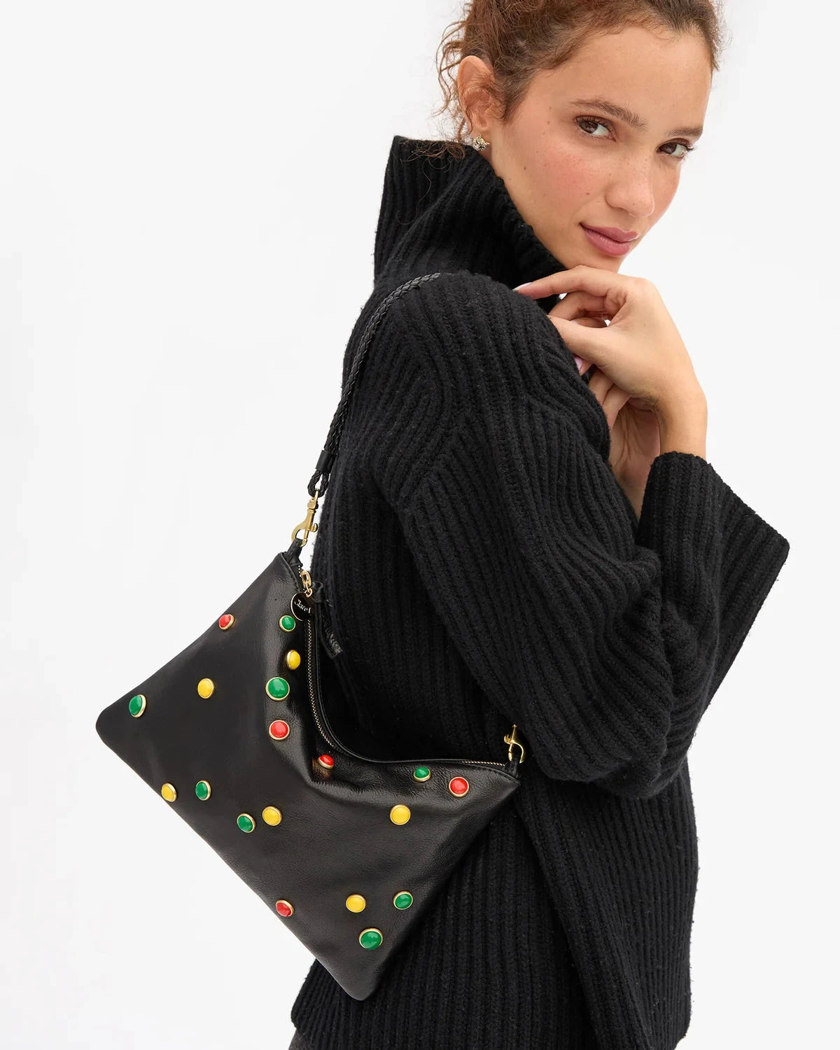 Flat Clutch Paraffine Bonbon Studs Black Clutch Clare V. 