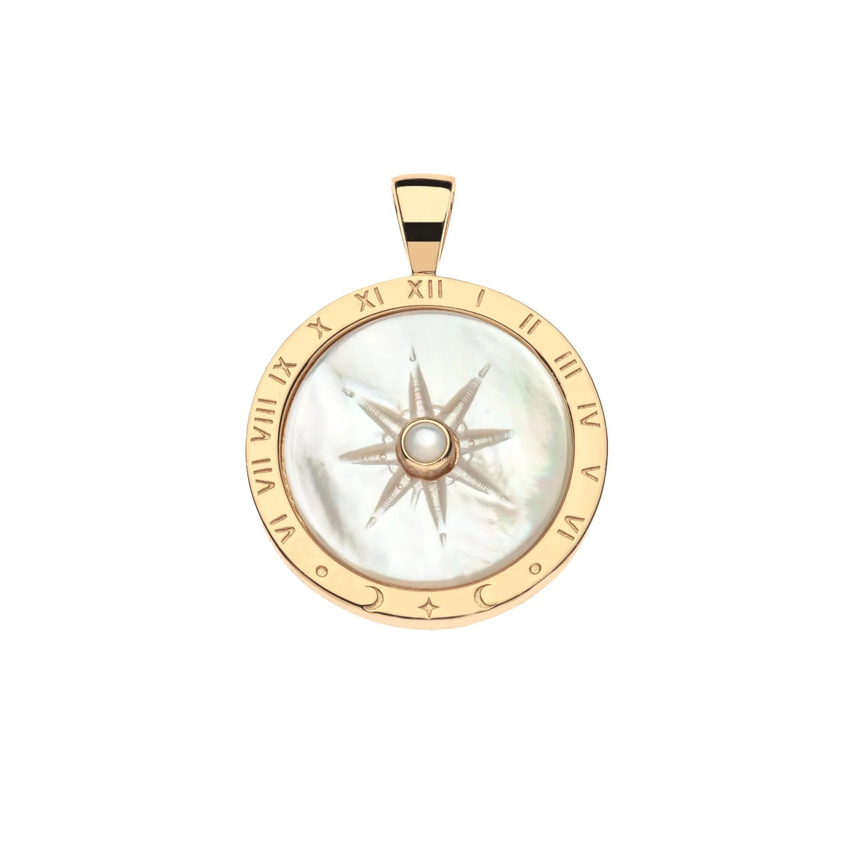 Forever Sundial Carved Mother of Pearl Pendant 16-18" Classic Rolo Necklaces Jane Win 