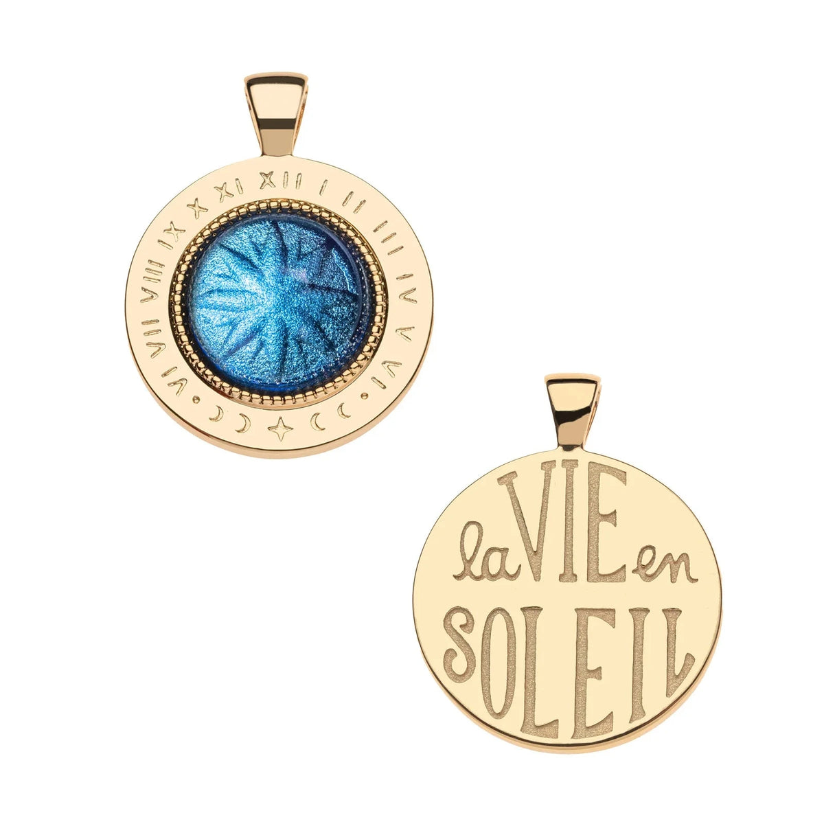 Forever Under the Sun Stone Pendant Blue 16-18" Classic Rolo Necklaces Jane Win 