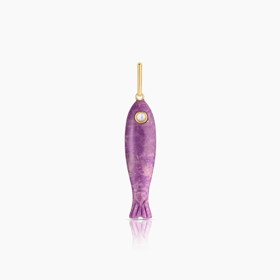 Fortuna Fish Charm Purple Mica Necklace Charm Thatch 