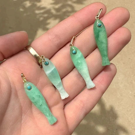Fortuna Chrysoprase Fish Charm Necklaces Thatch 