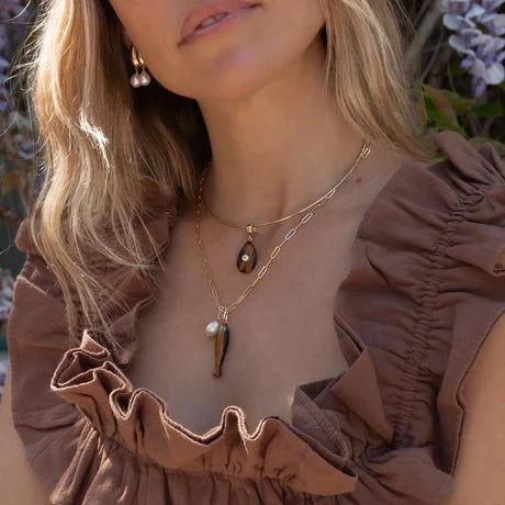 Bardot Tiger's Eye Bail Charm Necklaces Thatch 