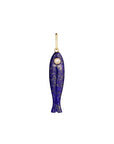 Decorative fish-shaped object with a gold accent on a white background