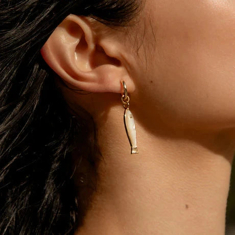 Fortuna Mother of Pearl Fish Hoop Earrings Earrings Thatch 