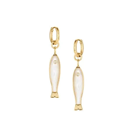 Fortuna Mother of Pearl Fish Hoop Earrings Earrings Thatch 