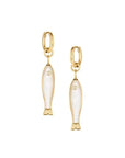 Fortuna Mother of Pearl Fish Hoop Earrings Earrings Thatch 