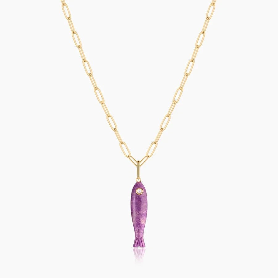 Fortuna Fish Charm Purple Mica Necklace Charm Thatch 