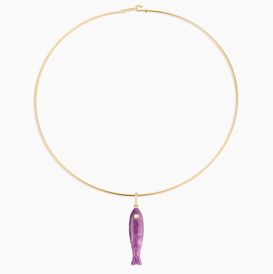 Fortuna Fish Charm Purple Mica Necklace Charm Thatch 