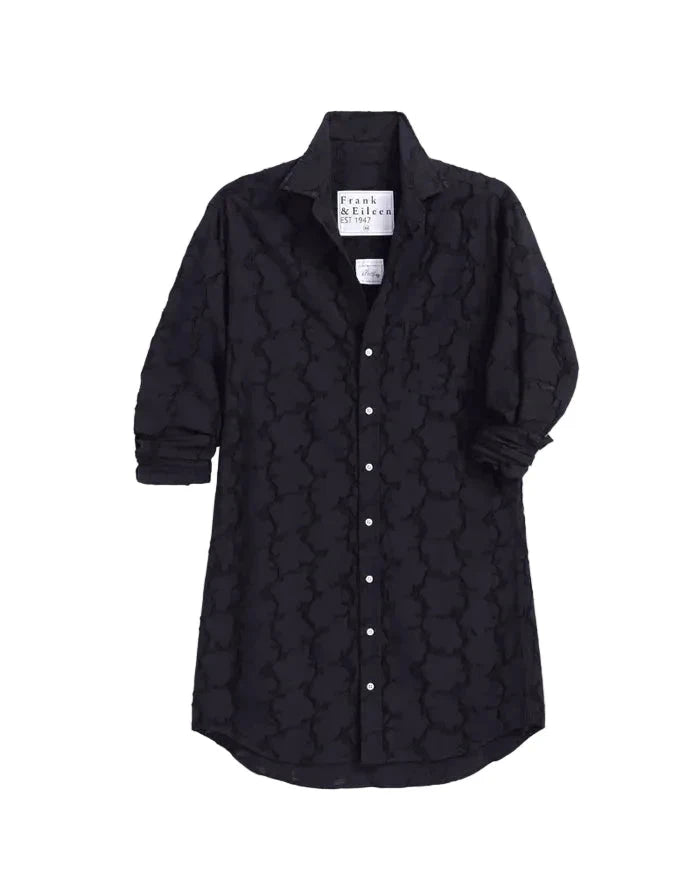 Mary Classic Shirtdress Textured Flowers Black Skirts - Midi Frank & Eileen 