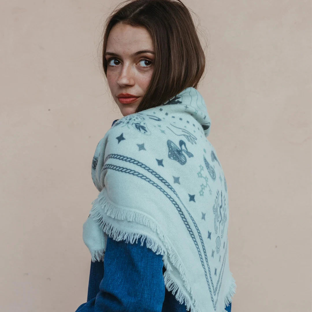 Cosmic Rodeo Bandana Wrap Mint Forest Slate Scarves Freya 