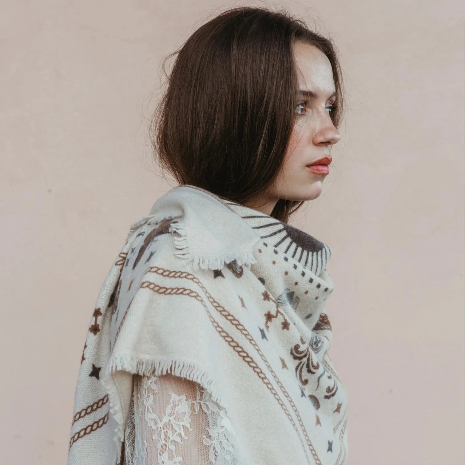 Cosmic Rodeo Bandana Wrap Oatmeal/Mocha/Charcoal Scarves Freya 