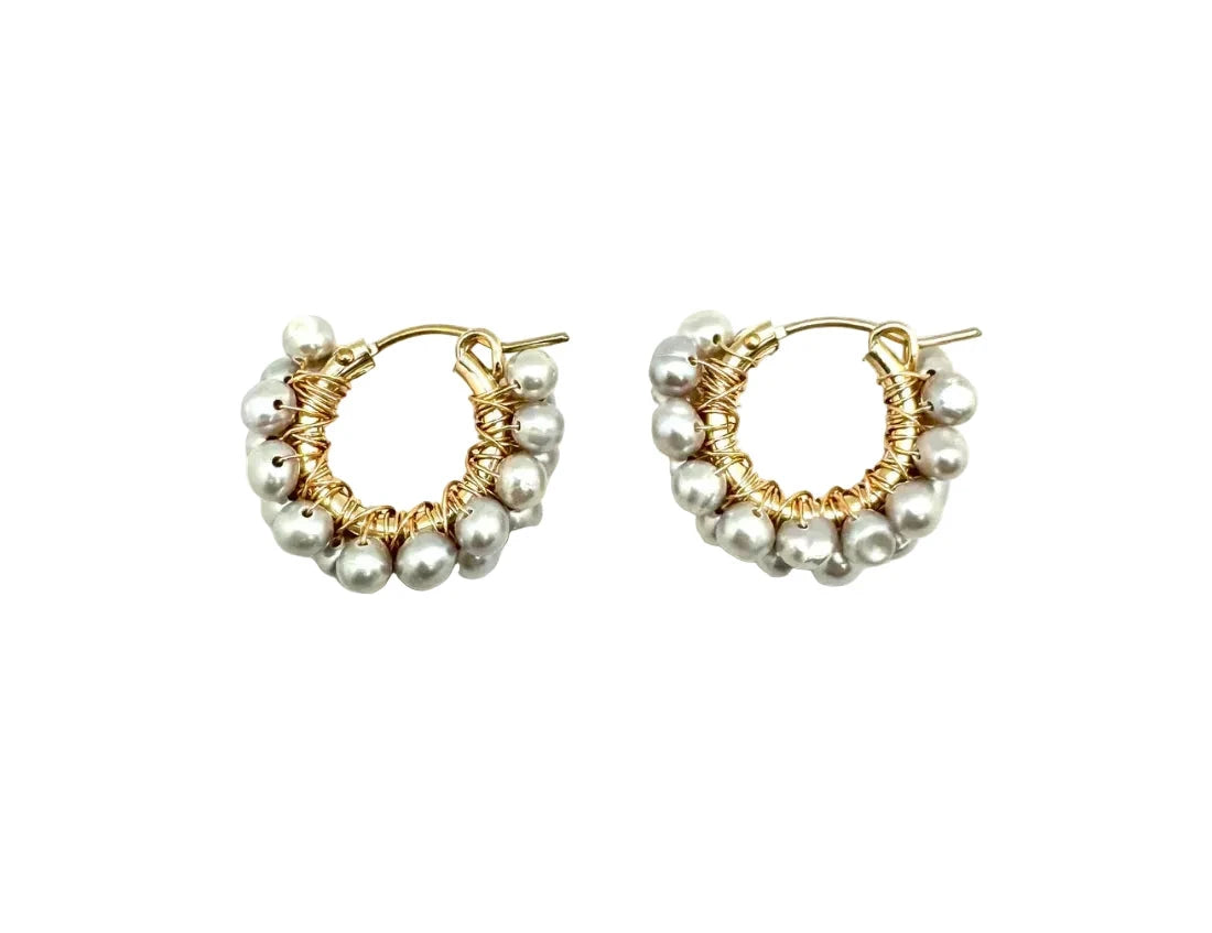Diddi Beaded Hoop Grey Pearl Earrings In2Design 