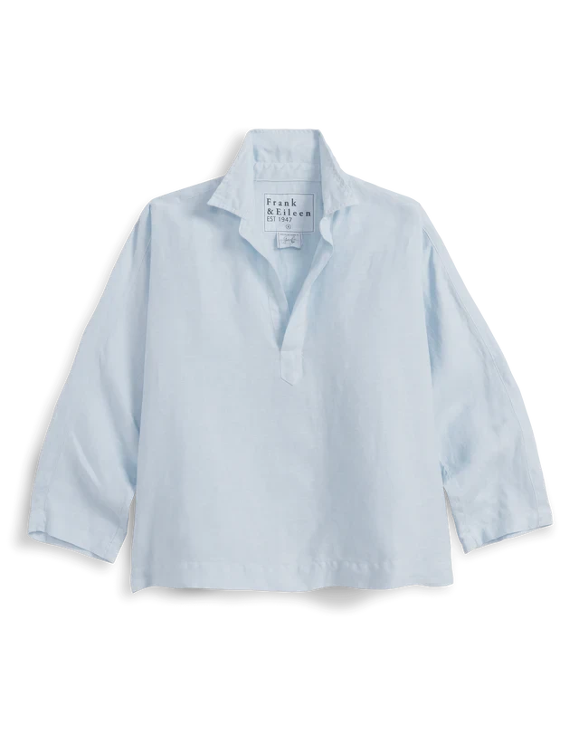 Gabi Popover Shirt Linen French Blue Tops - Blouses Frank & Eileen 