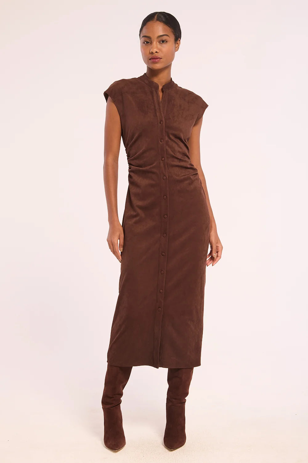 Maud Dress Faux Suede Brown