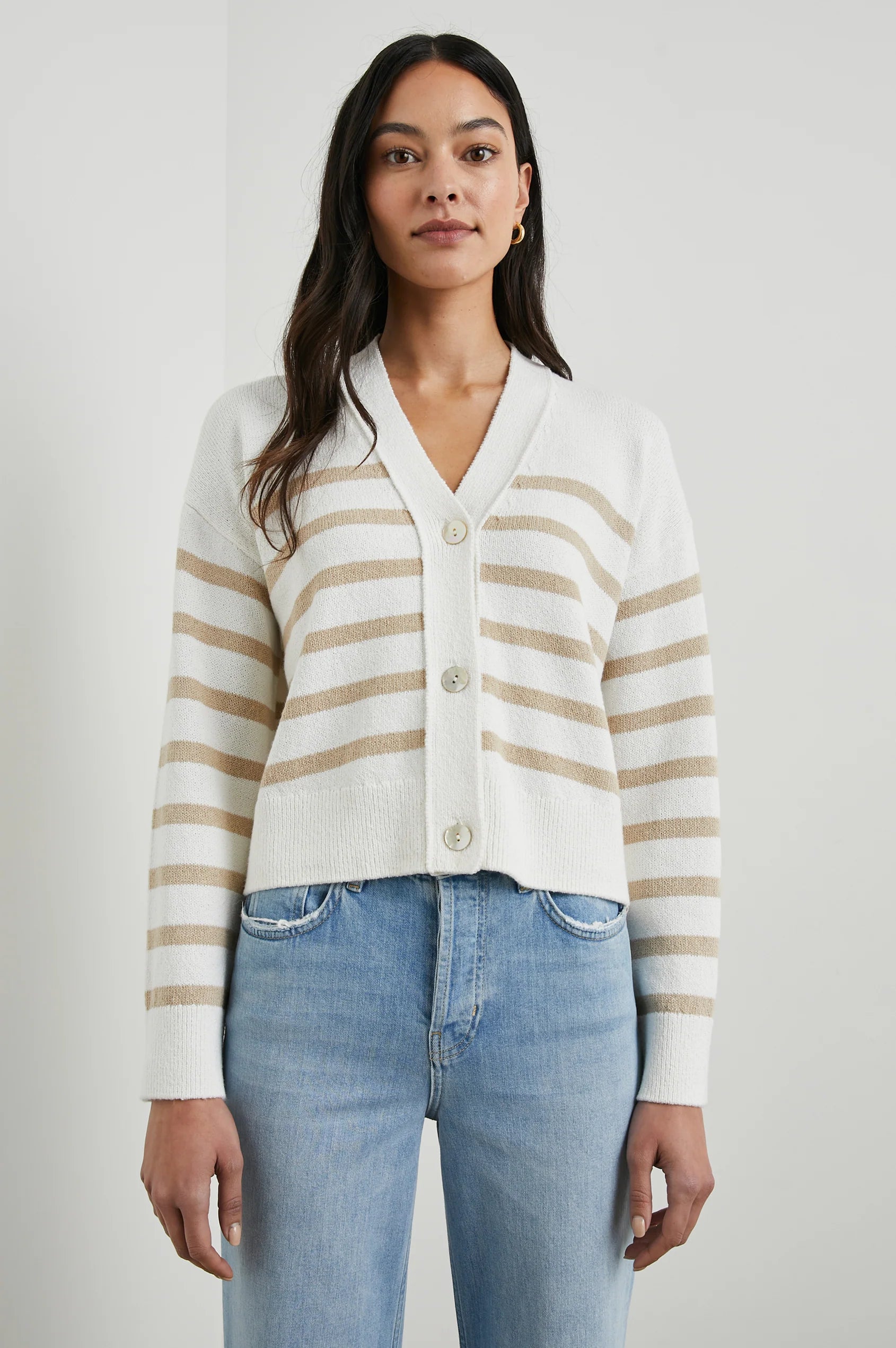 Geneva Sand Stripe Sweater - Cardigans Rails 