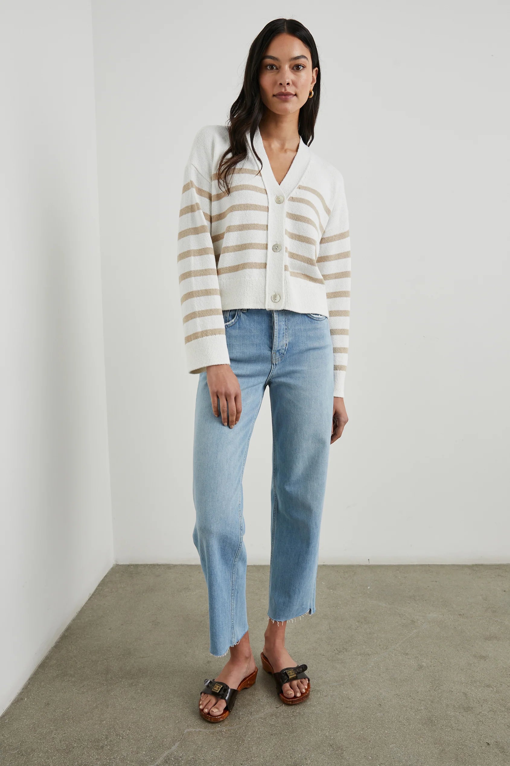 Geneva Sand Stripe Sweater - Cardigans Rails 