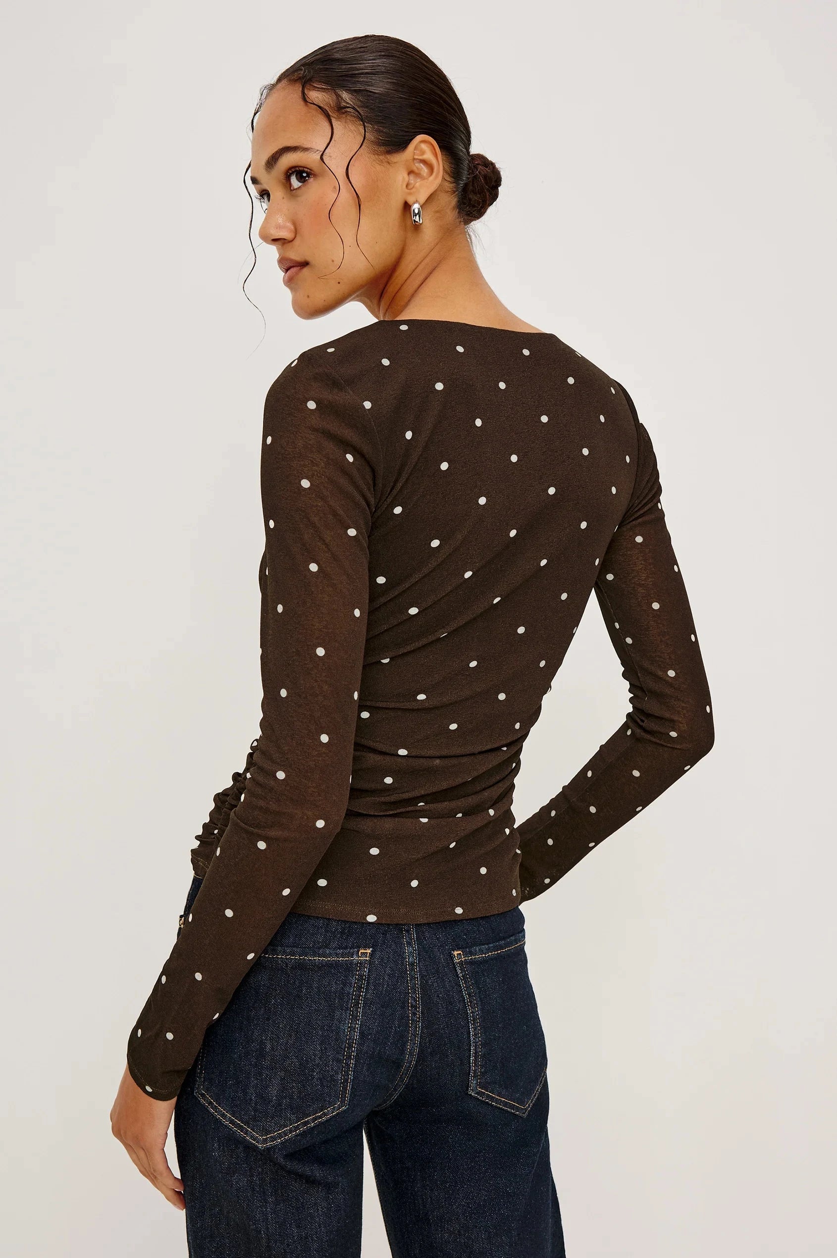 Georgina Top Cocoa Polka Dots Tops - Blouses Rails 