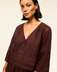 Arlet Top Brown Eyelet Tops - Blouses Misa 