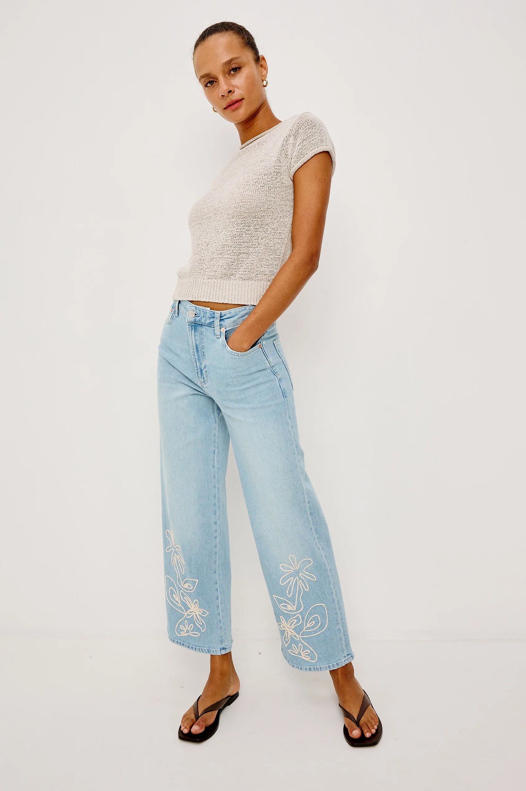 Getty Crop Wide Leg Lelani Embroidered