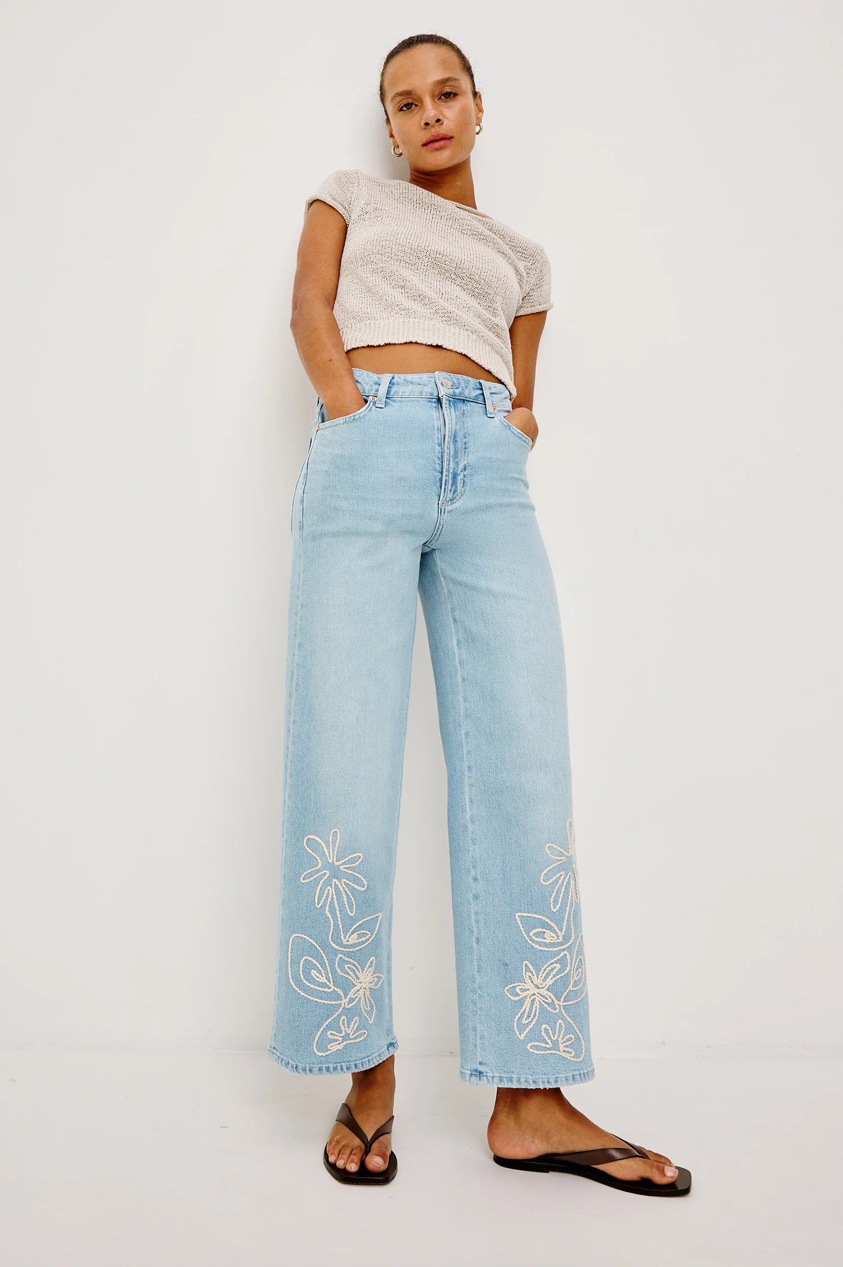 Getty Crop Wide Leg Lelani Embroidered