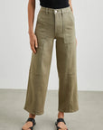 Getty Crop Utility Washed Olive Denim - Flare & Wide Leg Rails 