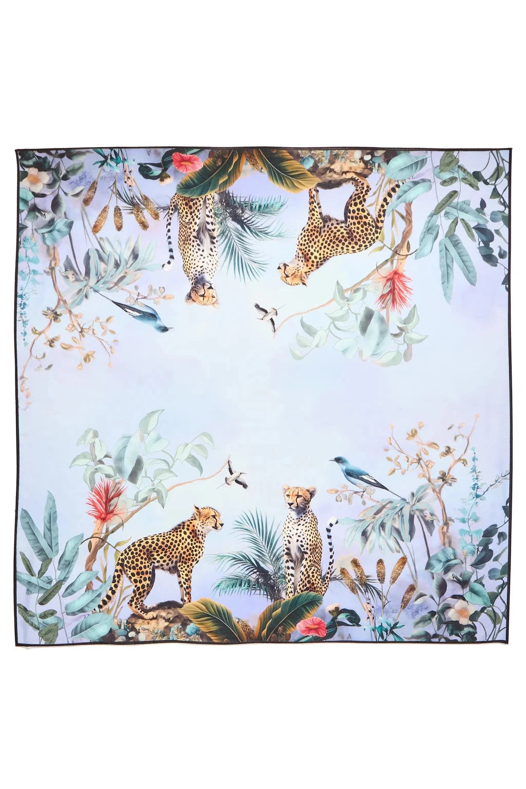 Grande Cheetah Scarf Cerulean Scarves Alpine Cashmere 