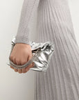 Small Metallic Slouch Shoulder Bag Silver