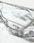 Small Metallic Slouch Shoulder Bag Silver