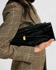 Dash Clutch Black Croc Embossed Clutch Veronica Beard 