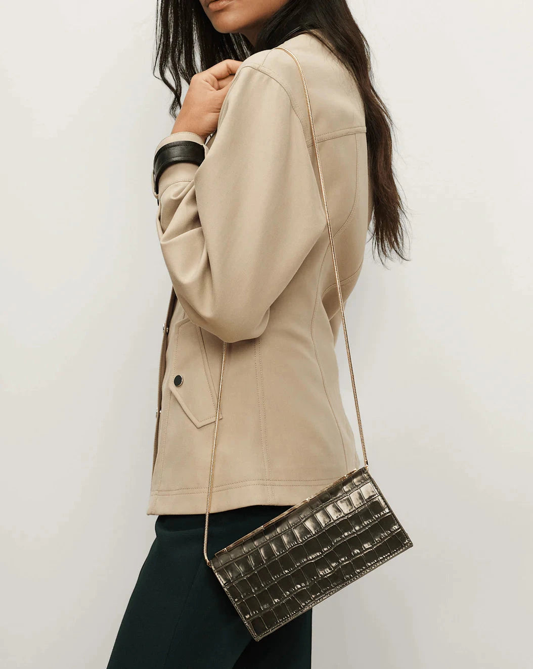 Barre Clutch Croc Embossed Cypress Clutch Veronica Beard 