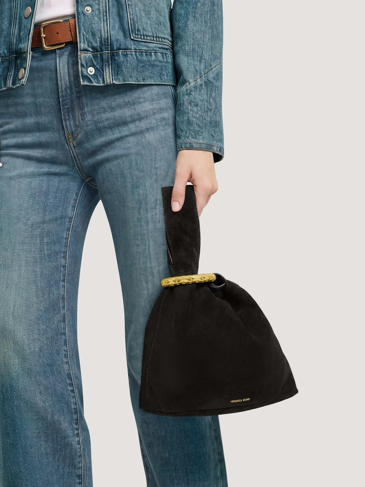 Suede Swing Bag Black Clutch Veronica Beard 