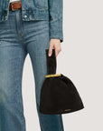 Suede Swing Bag Black Clutch Veronica Beard 