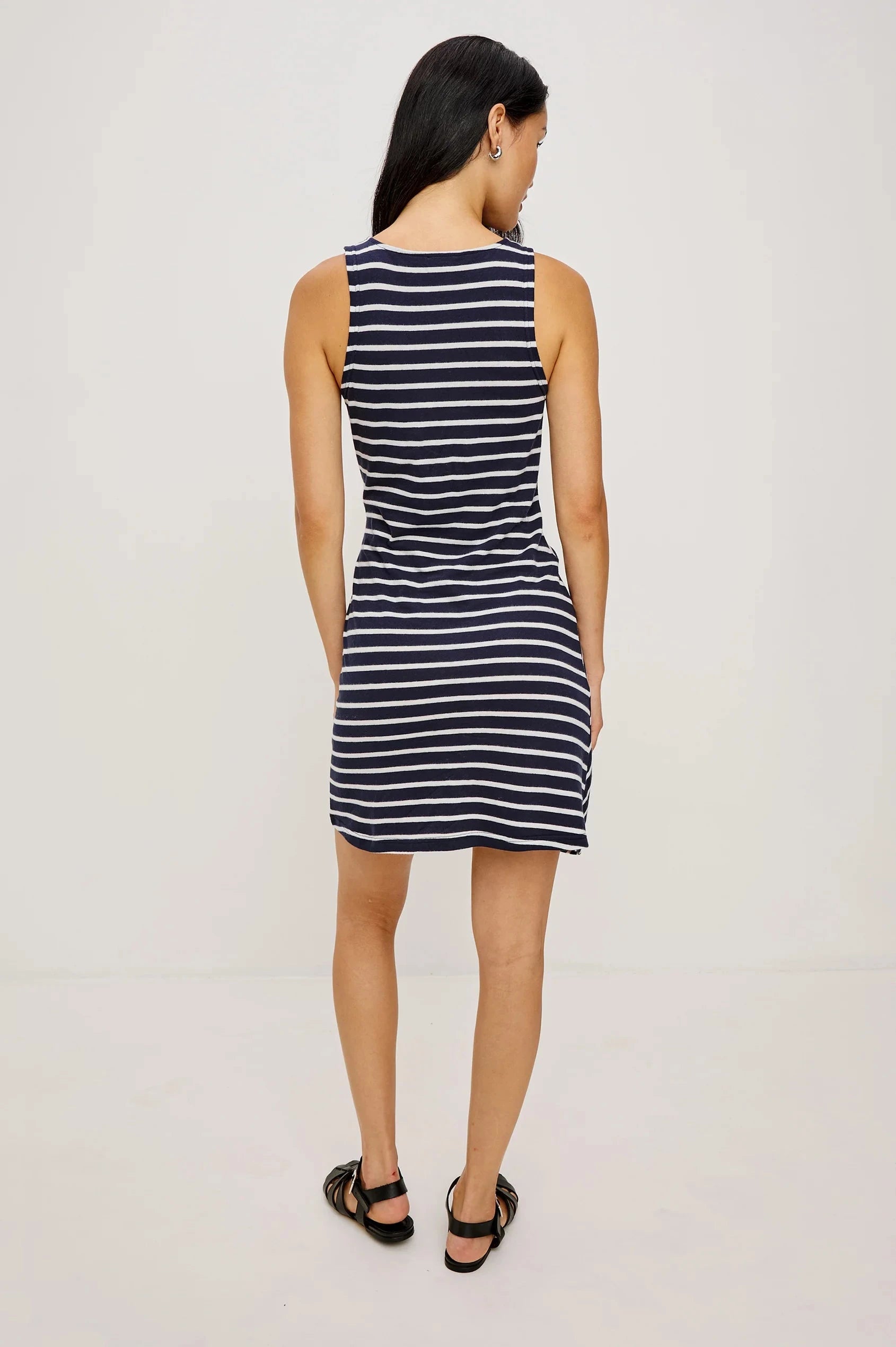 Harriet Dress Navy Ivory Stripe